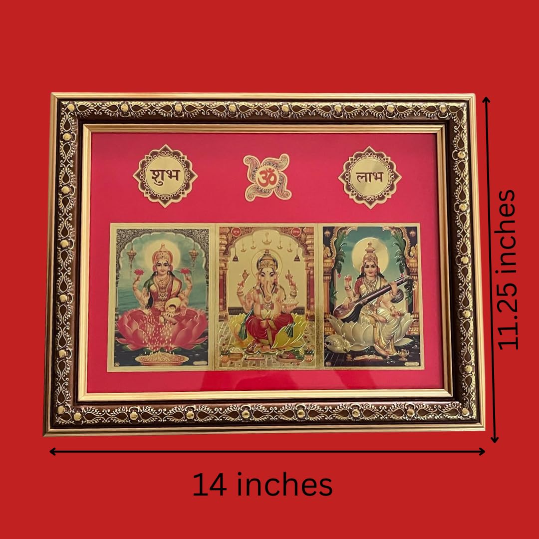 Shri Lakshmi Ganesh Saraswati Premium Wooden Box Gift Set
