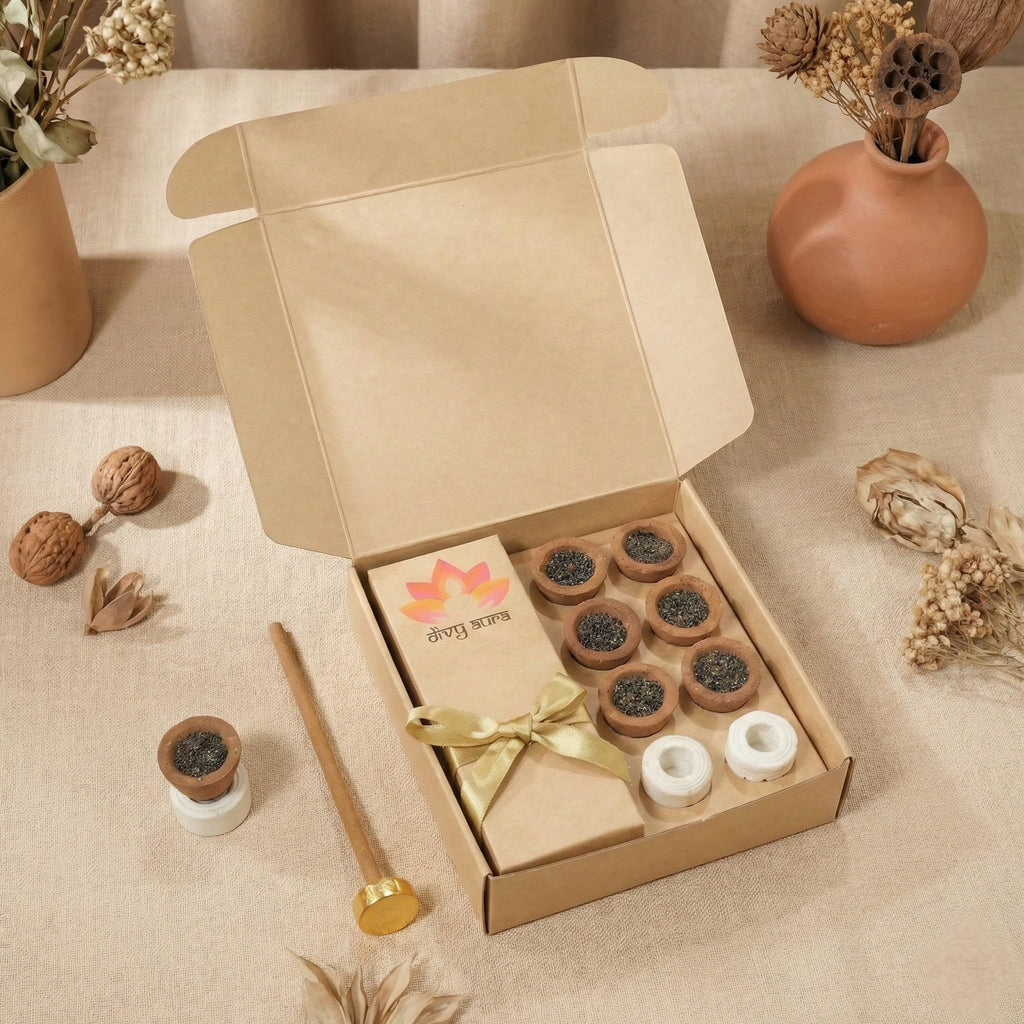 Natural Sambrani Dhoop Cup & Incense Stick Gift Set
